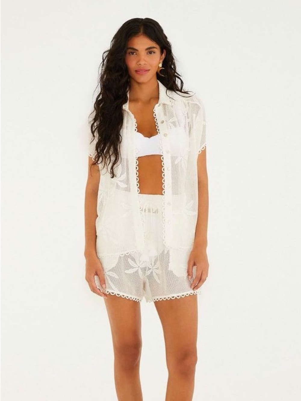 Farm Rio: WHITE PALM TREES SHORTS
OFF - WHITE - Picture 8 of 13